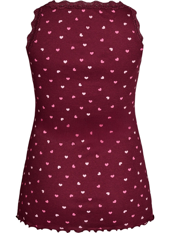 Top with print and lace edge, Red, Packshot image number 1