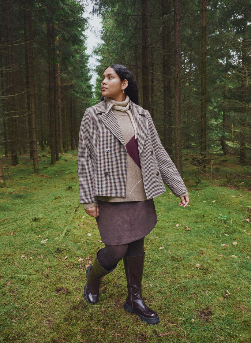 Short corduroy skirt with press studs, Brown, Image image number 0
