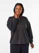Sweatshirt with teddy sleeves and a high neck, Dark Grey, Model image number 0