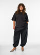 Jersey blouse with a layered look and lace, Black, Model image number 1