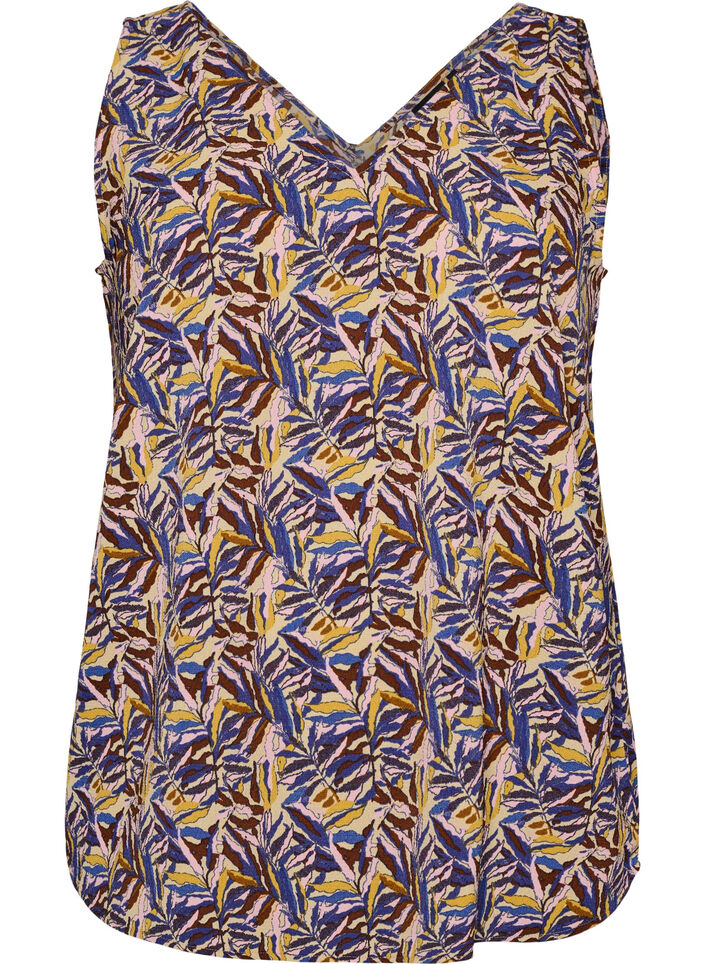 Printed top with v-neck, Blue, Packshot image number 0