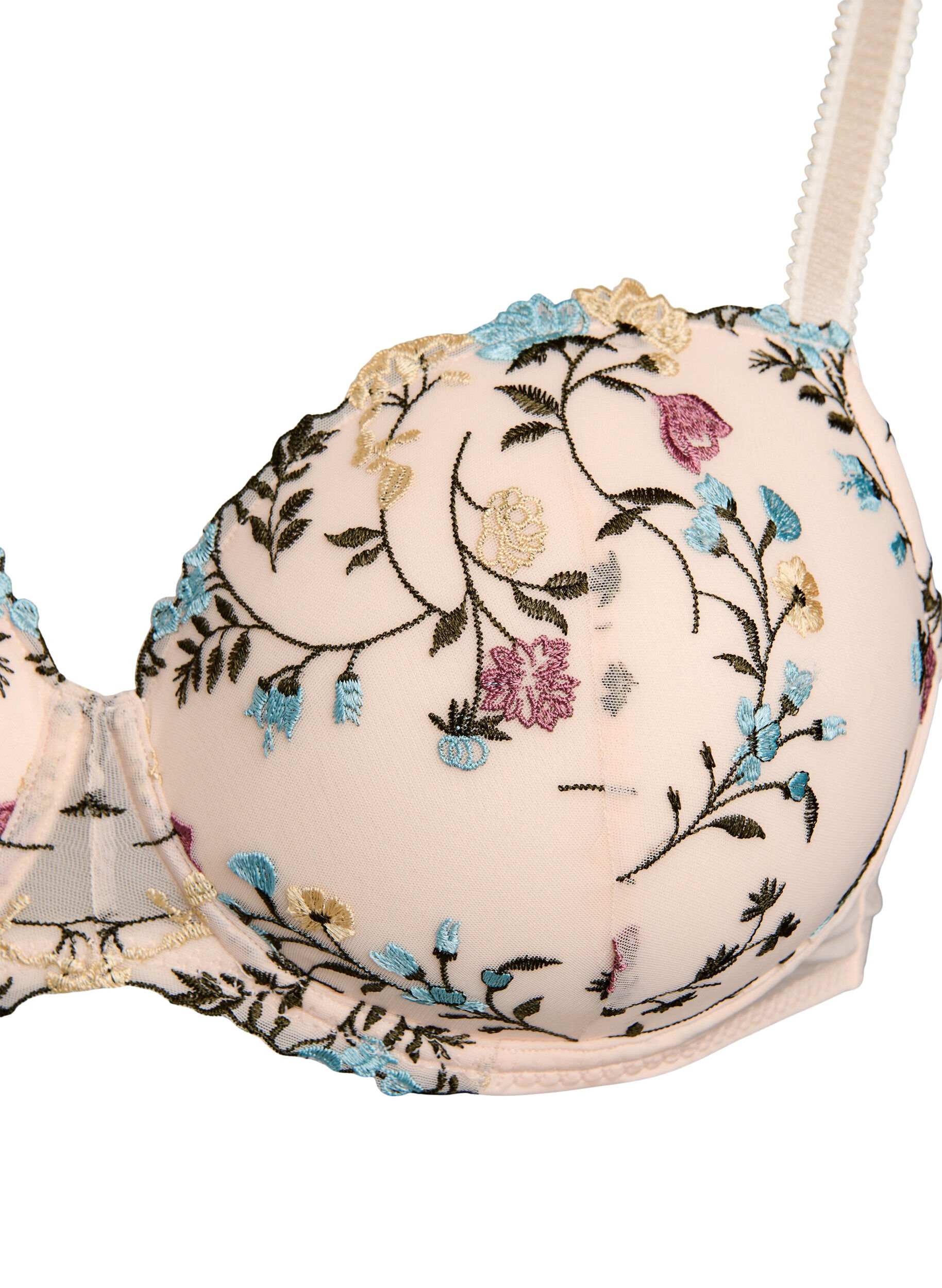 Zizzifashion Moulded bra with embroidered flowers, Rose, Packshot image number 2