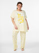Pyjama trousers in soft jersey with high waist and fruit print, Yellow, Model image number 0