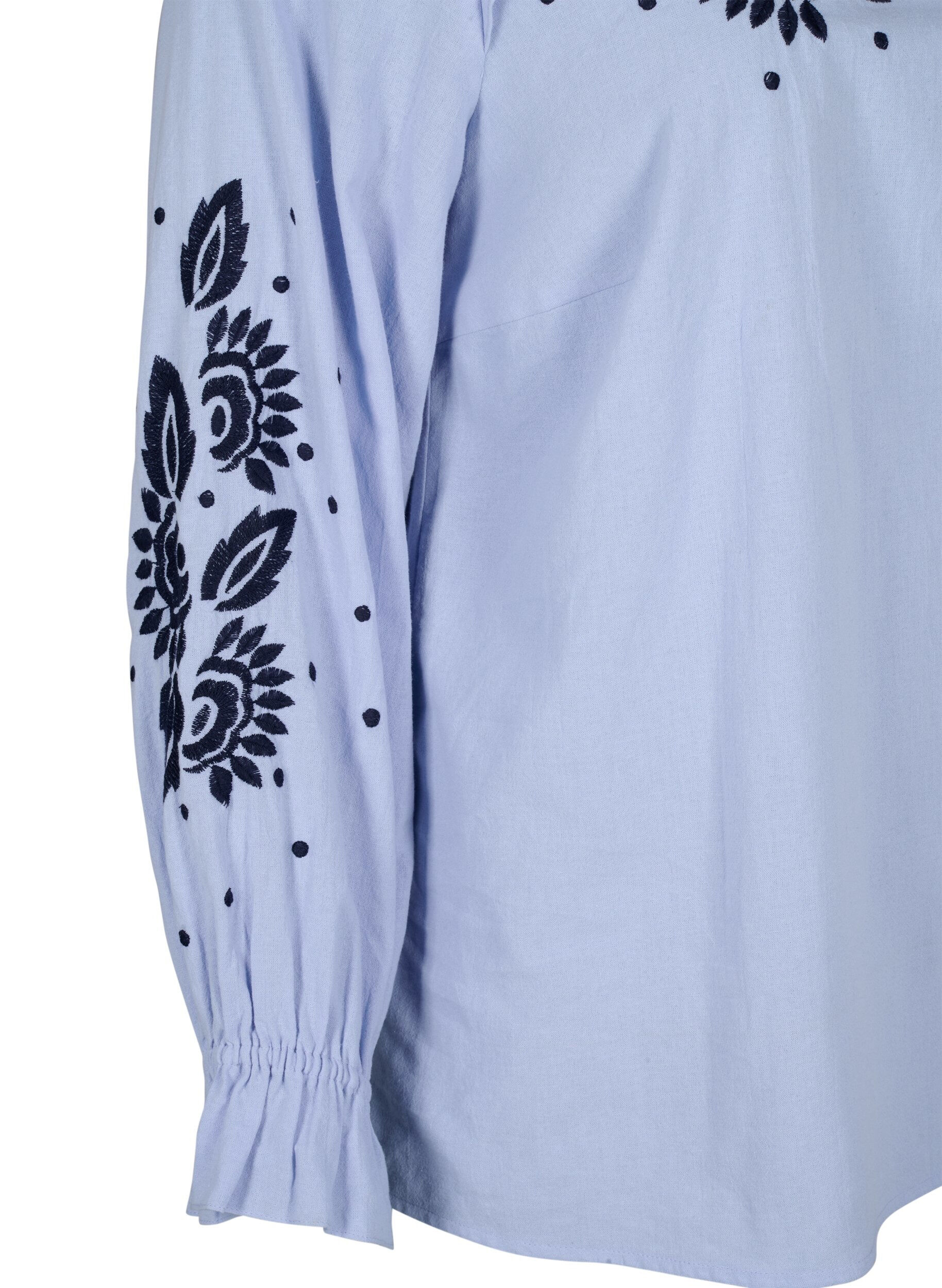 Zizzifashion Cotton blouse with embroidery and ruffles, Light Blue, Packshot image number 3