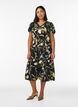 Midi dress with floral print and tie-belt, Black, Model image number 1