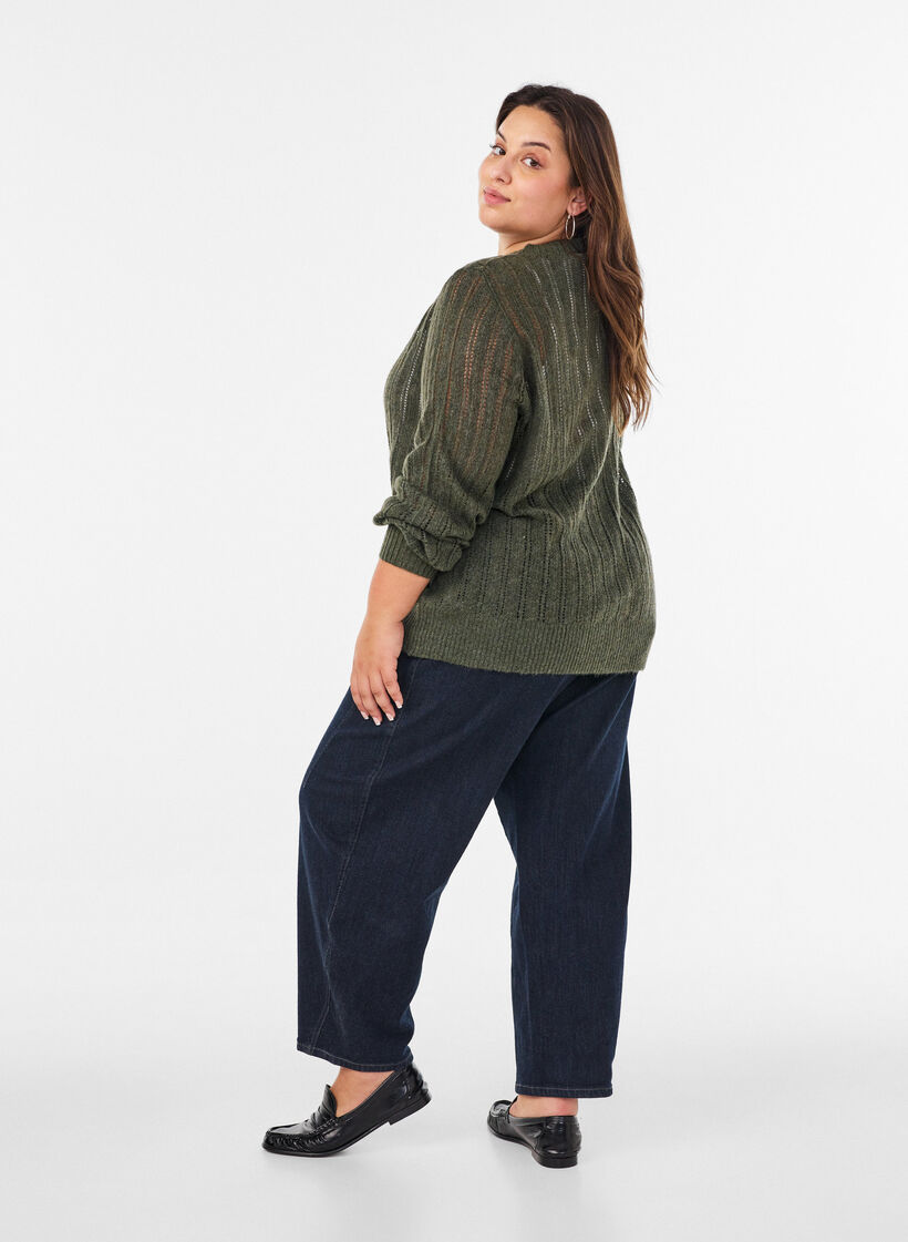 T-shirt with draped detail, Green, Model image number 2