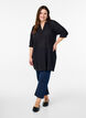 Cotton tunic with a V-neck, Black, Model image number 1