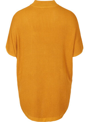 Short-sleeved knitted poncho with a high neck, Spruce Yellow, Packshot image number 1