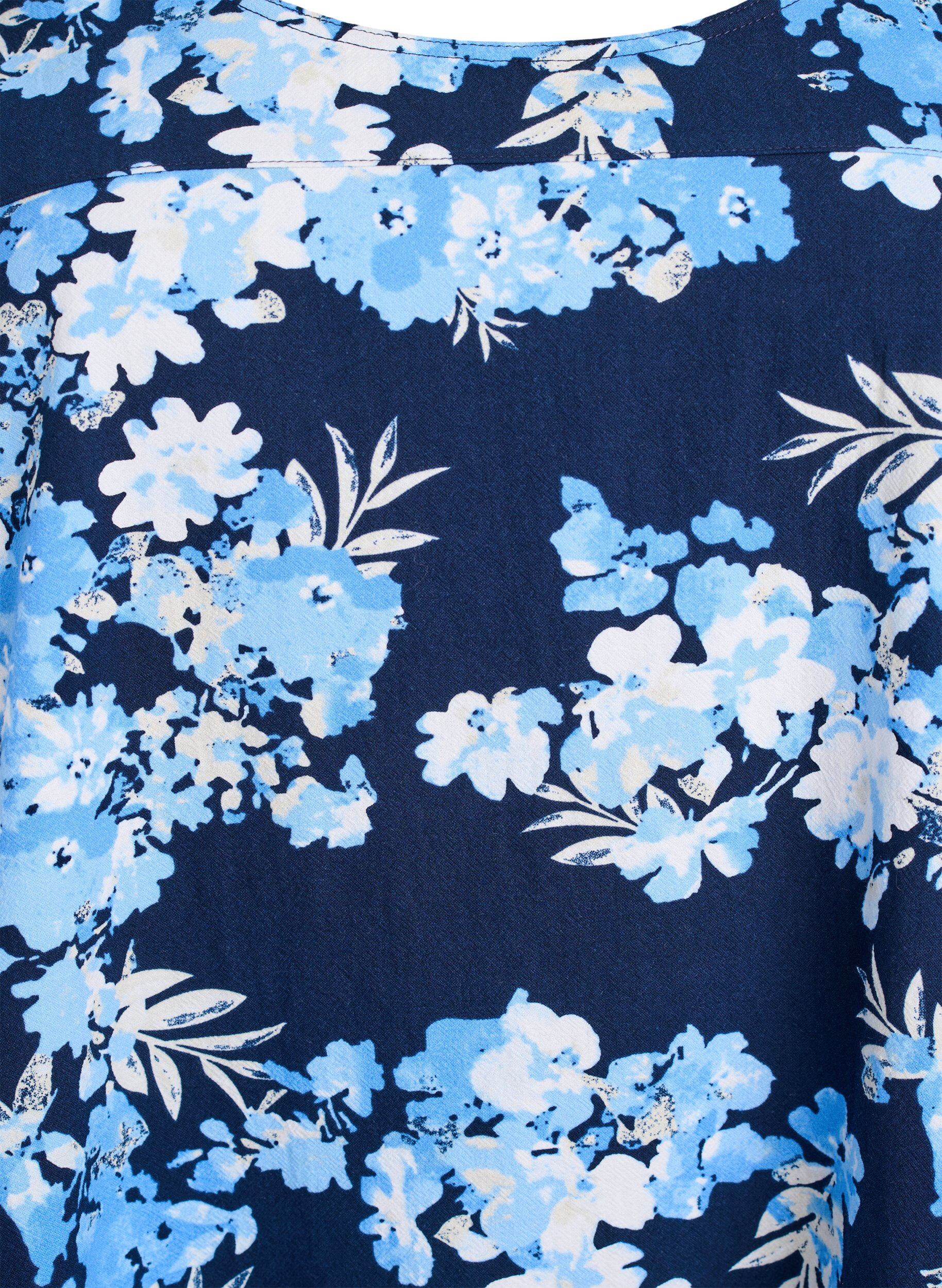 ZizzifashionShort-sleeved cotton dress with print, Blue, Packshot image number 2