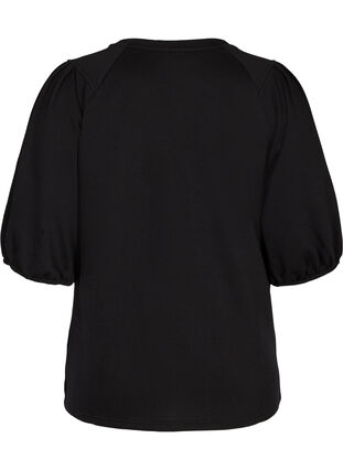 Sweat top with puff sleeves, Black, Packshot image number 1