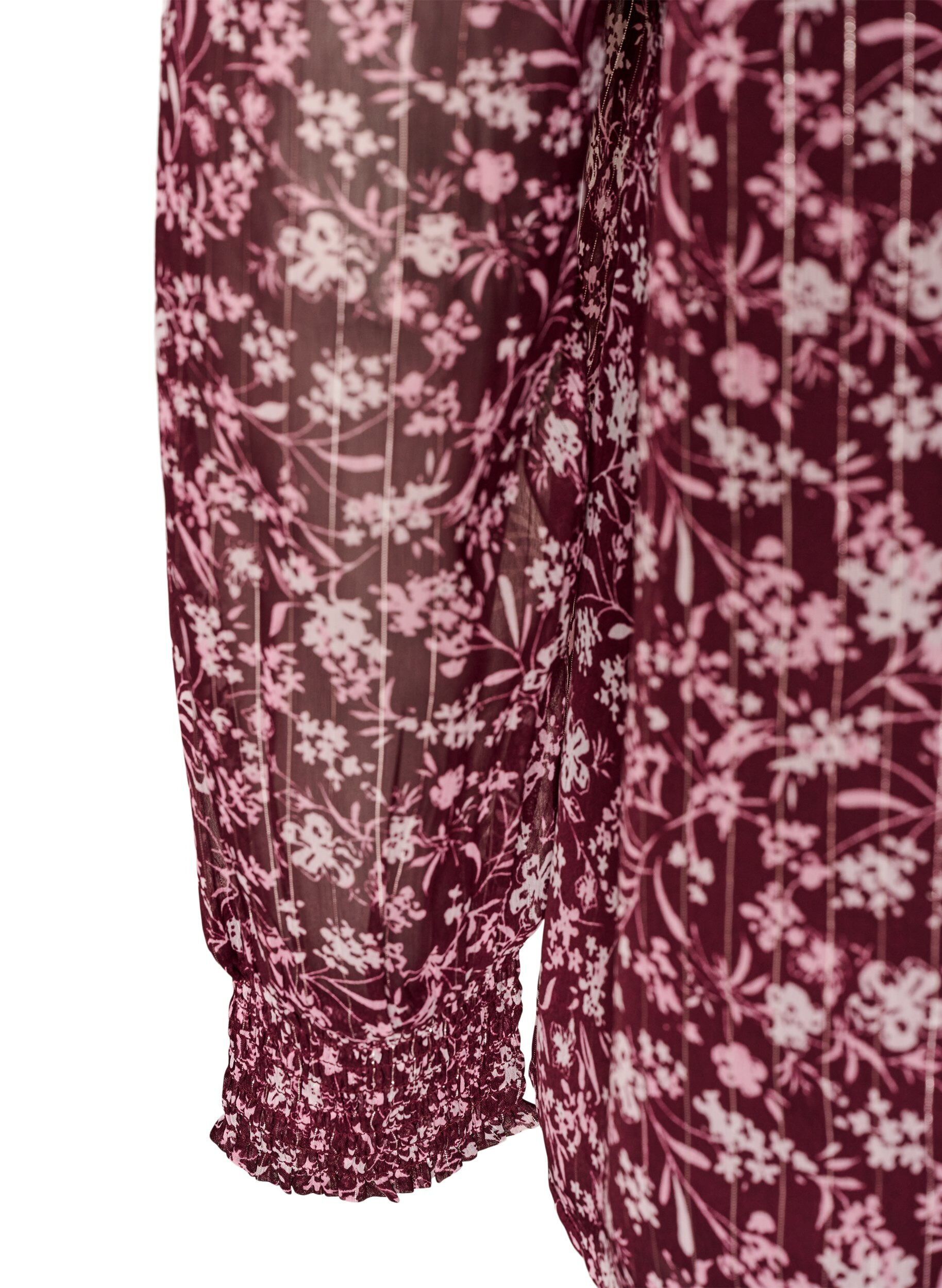 ZizzifashionBlouse with floral print and glitter thread, Red, Packshot image number 3