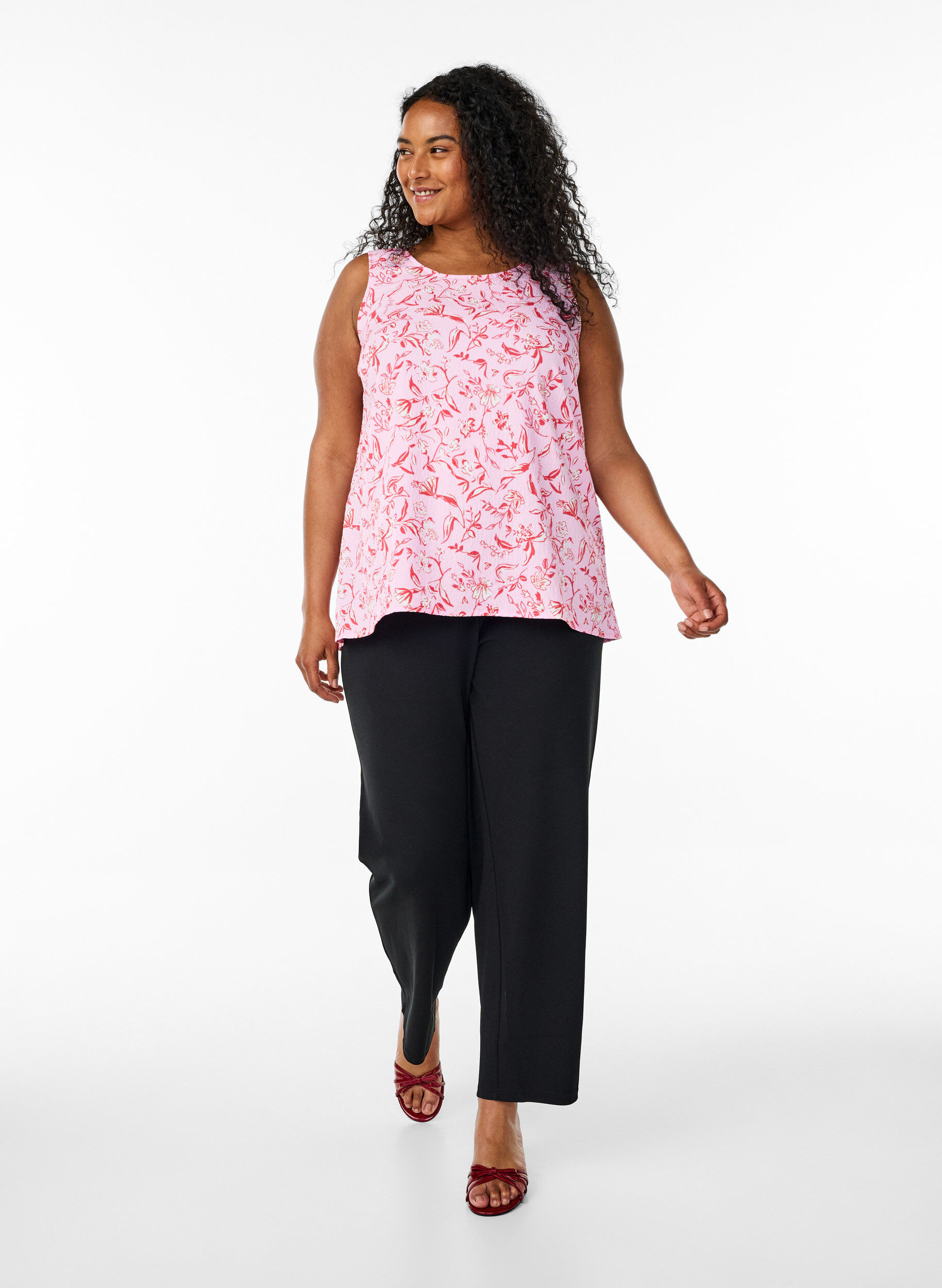 Zizzifashion FLASH - Sleeveless top with texture, Red, Model image number 1