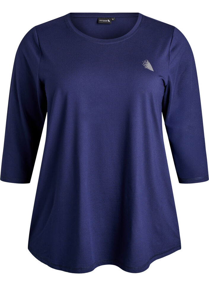 Sports top with 3/4 sleeves, Blue, Packshot image number 0