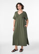 Midi T-shirt dress with a V-neck, Green, Model image number 0