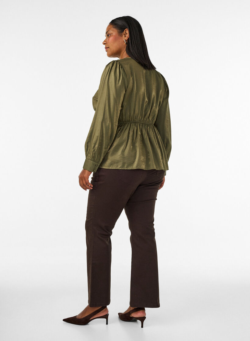 Ellen bootcut jeans in coloured denim, Brown, Model image number 1