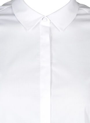 Cotton shirt with puff sleeves, Bright White, Packshot image number 2