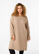Knitted dress with a round neck and slit, Desert Taupe Mel., Model image number 0