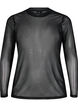 Solid coloured mesh blouse, Black, Packshot image number 0
