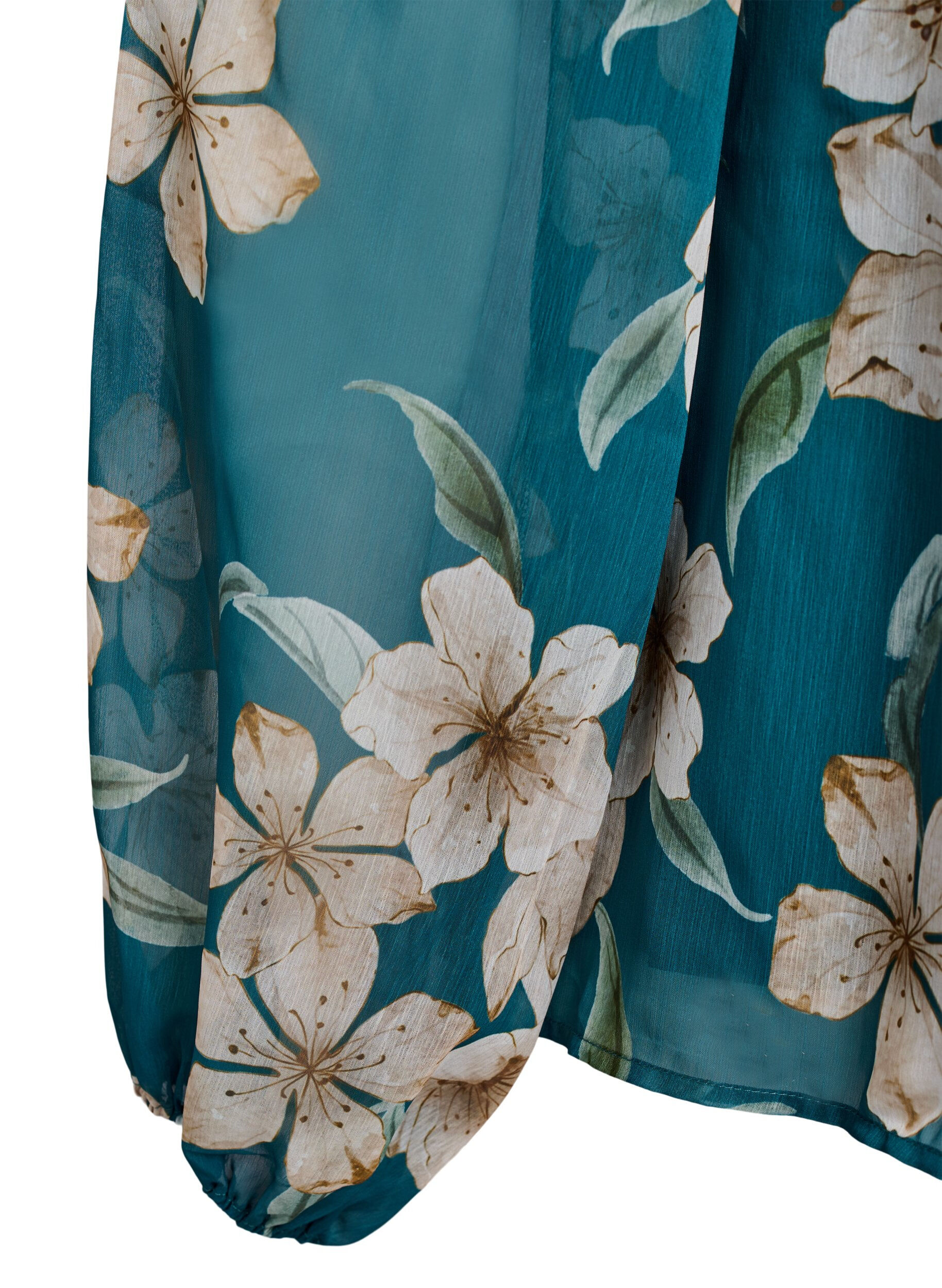 Zizzifashion Chiffon blouse with floral print and long sleeves, Green, Packshot image number 3