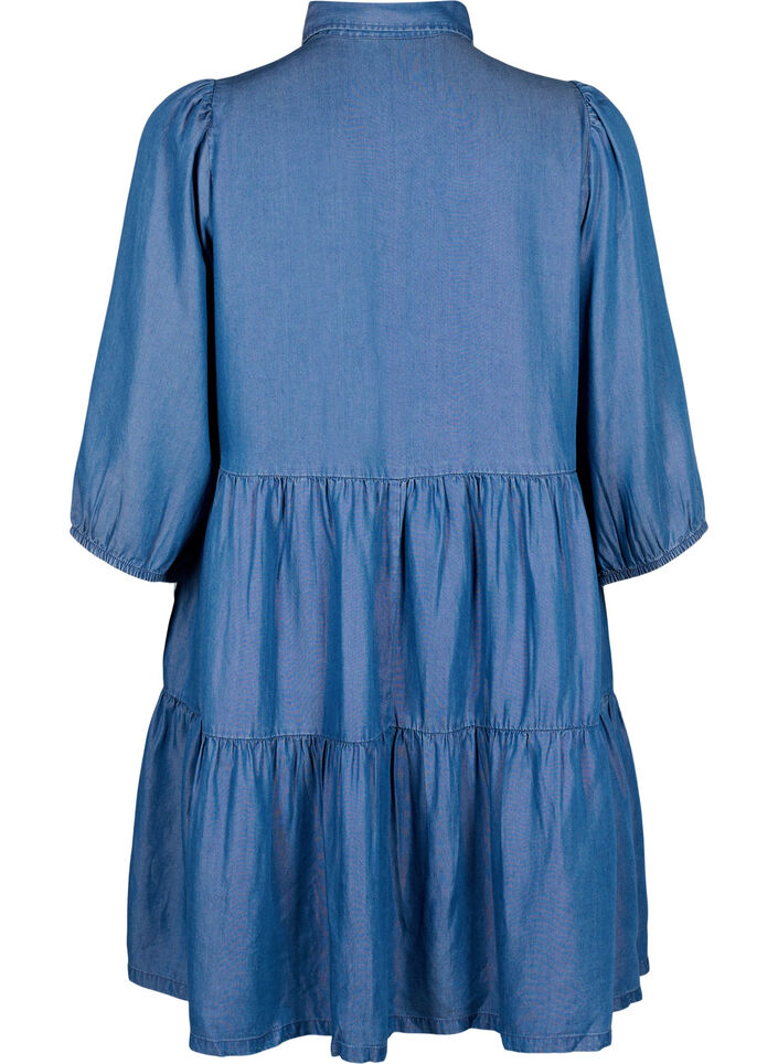 Denim dress in TENCEL™ Lyocell with 3/4 sleeves, Blue Denim, Packshot image number 1