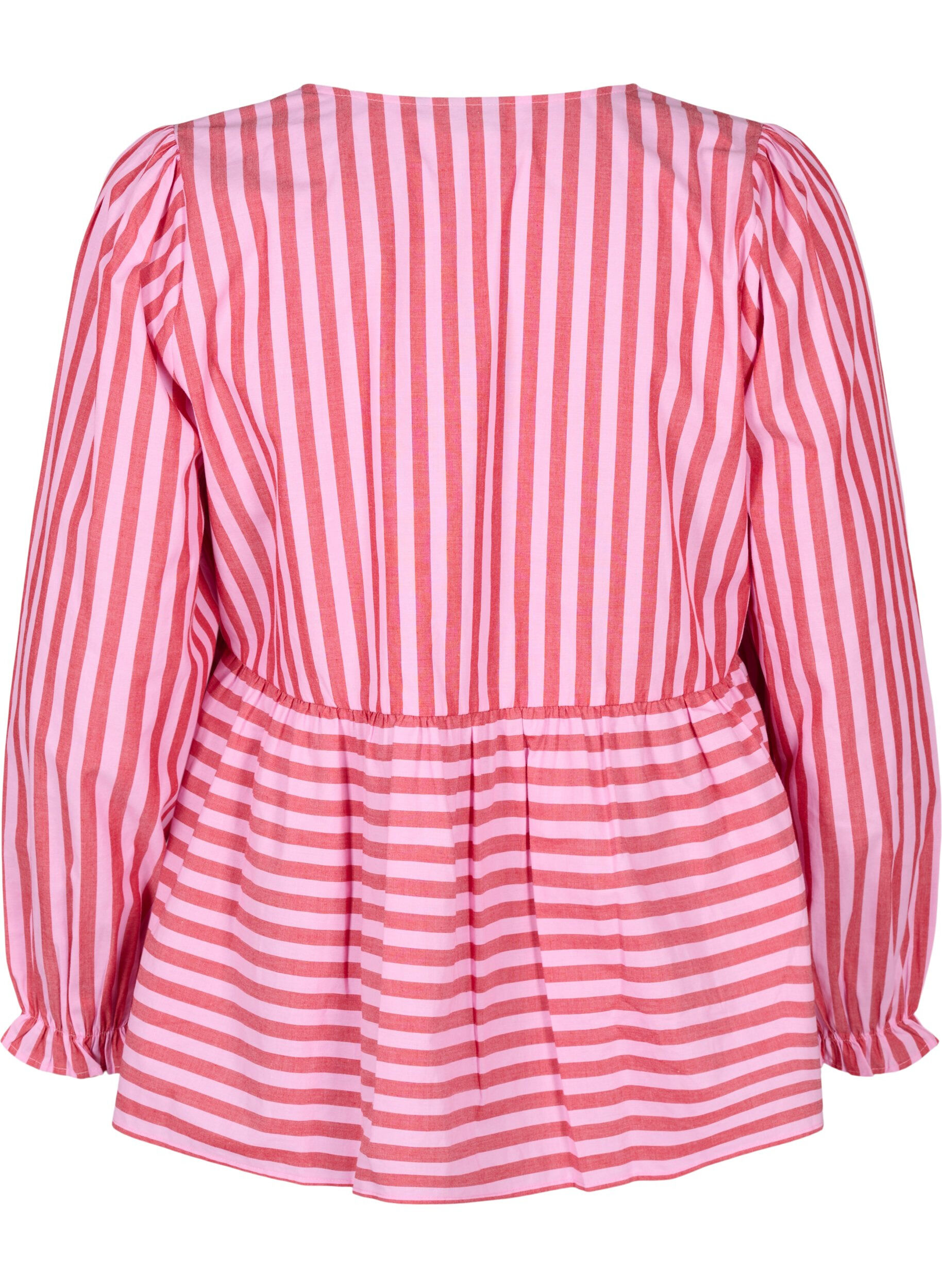 Zizzifashion Blouse with stripes and bows, Red, Packshot image number 1
