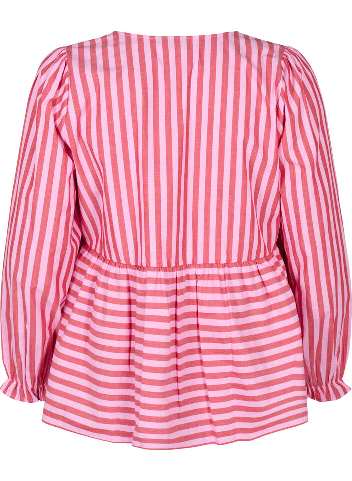 Blouse with stripes and bows, Red, Packshot image number 1