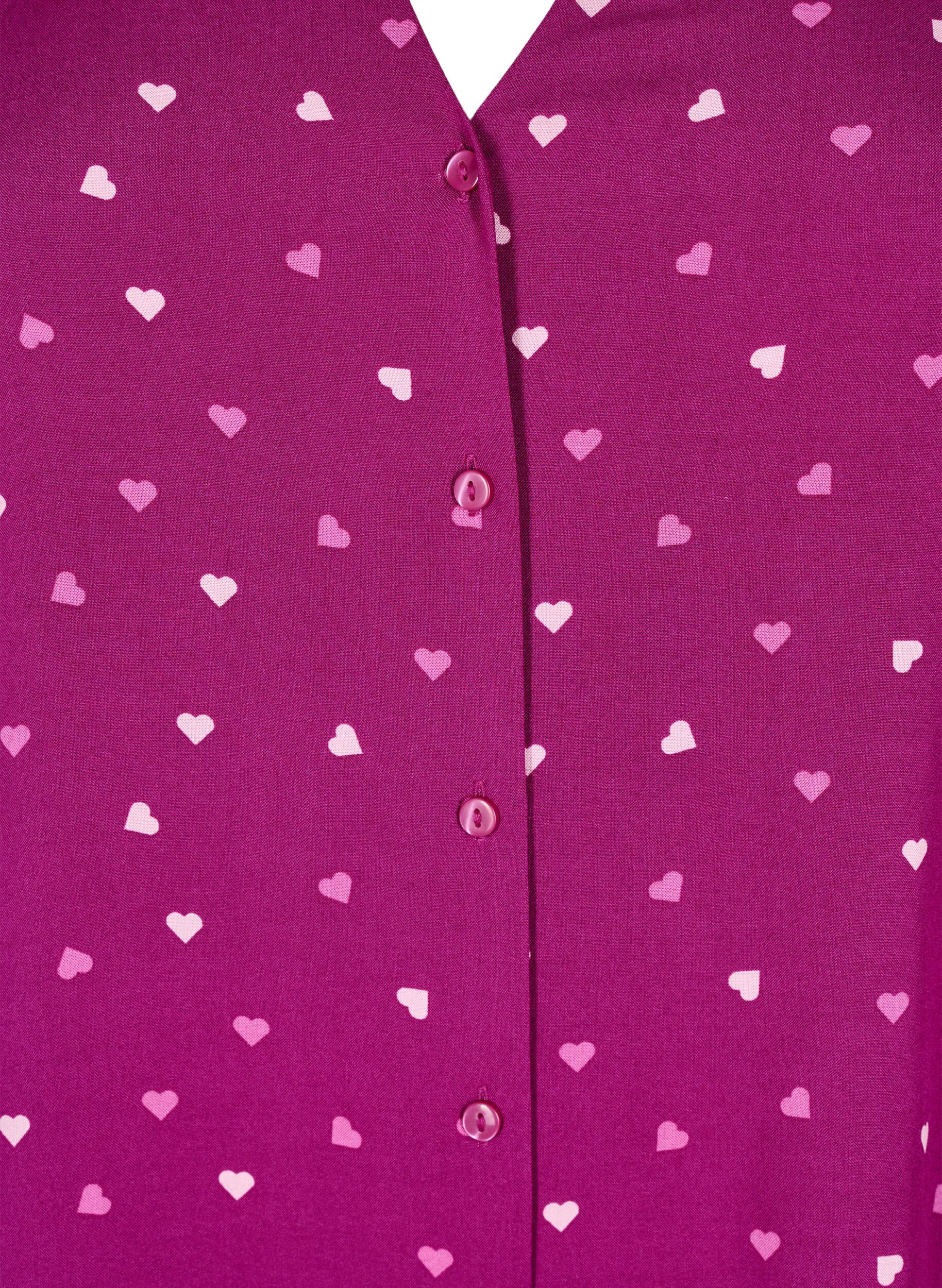 Zizzifashion Viscose nightshirt with heart print, Red, Packshot image number 2