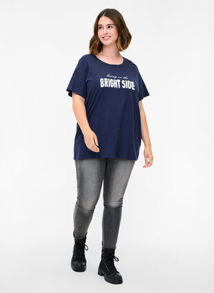Organic cotton T-shirt with print, Navy Blazer, Model image number 2
