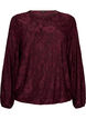 Sheer blouse with floral texture and long sleeves, Red, Packshot image number 0