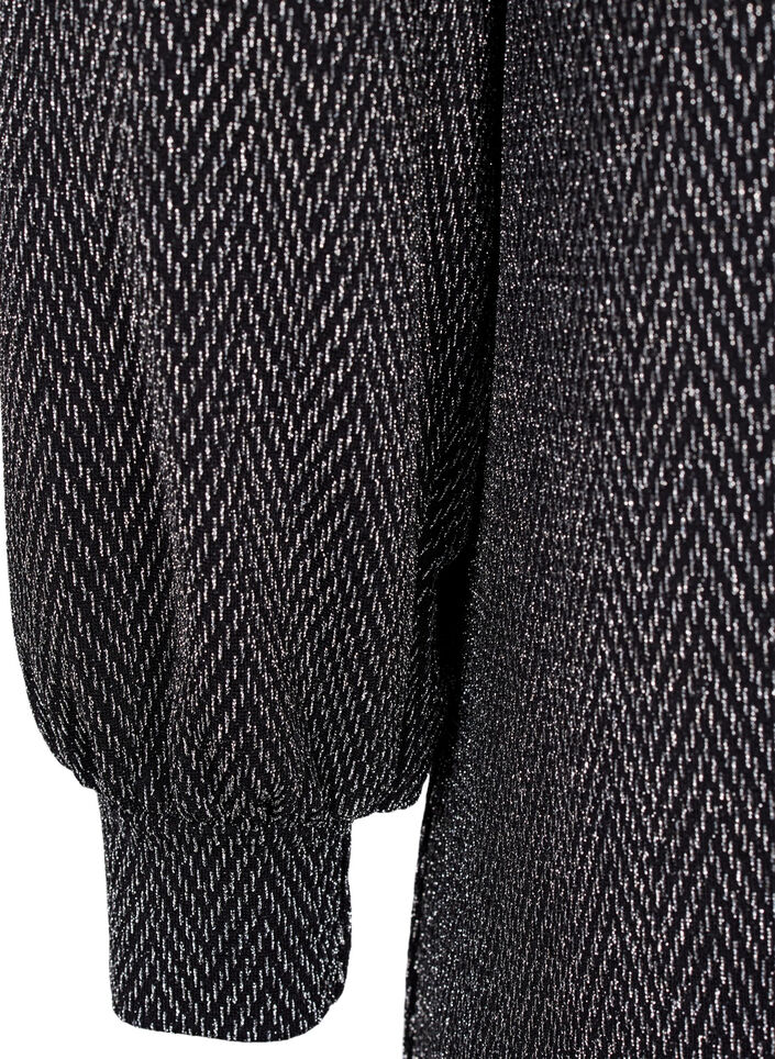 Dress with zigzag pattern and glitter, Silver ZigZagShimmer, Packshot image number 3