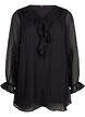 Tunic with ruffles and dotted texture, Black, Packshot image number 0