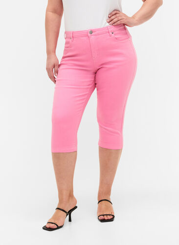 Tight-fitting Emily capri trousers, Rosebloom, Model image number 1