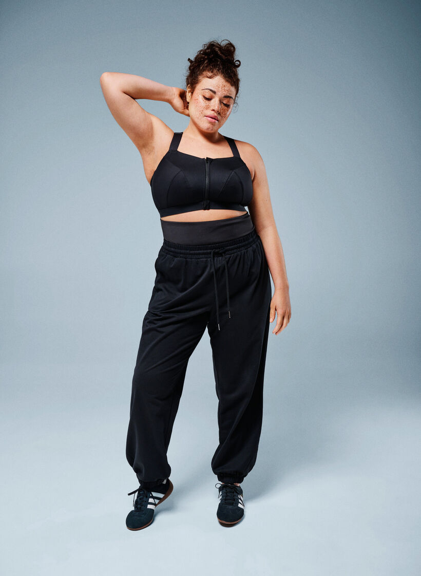 Sweatpants with a wide waistband, Black, Image image number 0