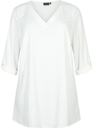 A-shape tunic with 3/4 sleeves, Bright White, Packshot image number 0