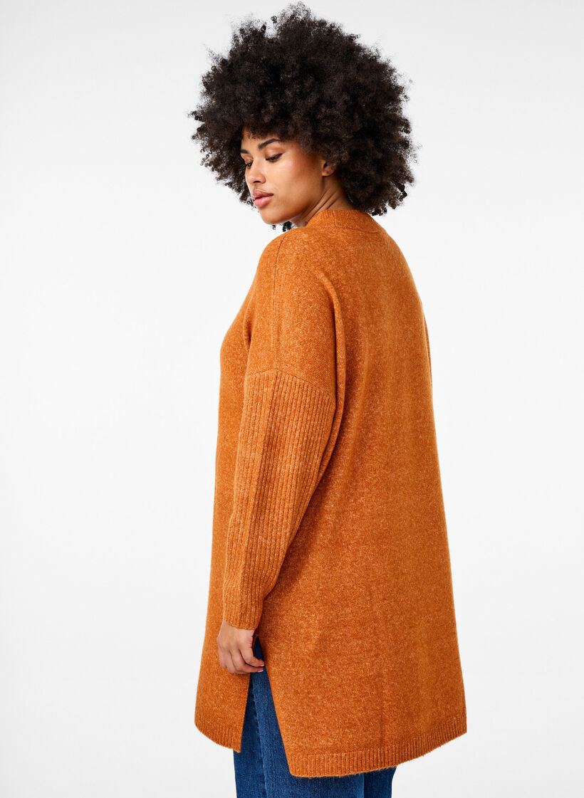 Long knitted blouse with long sleeves, Autumnal Mel., Model image number 1