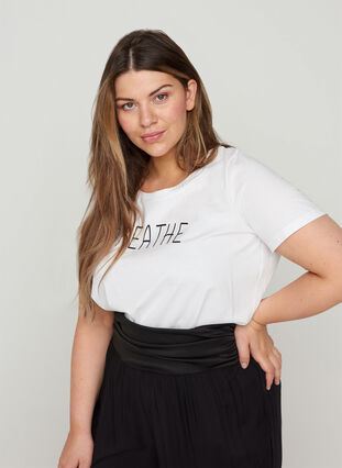 T-shirt with print, Br White BREATHE, Model image number 0