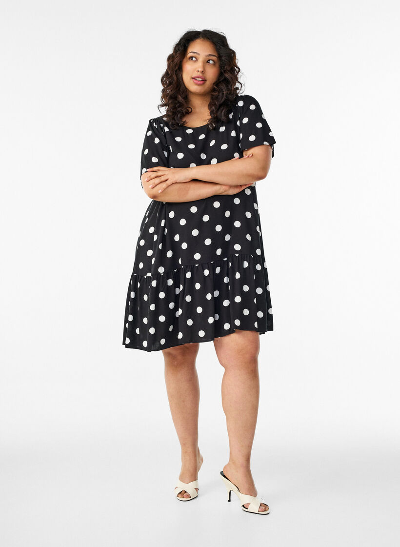 Dress in viscose with cutline, Black, Model image number 1