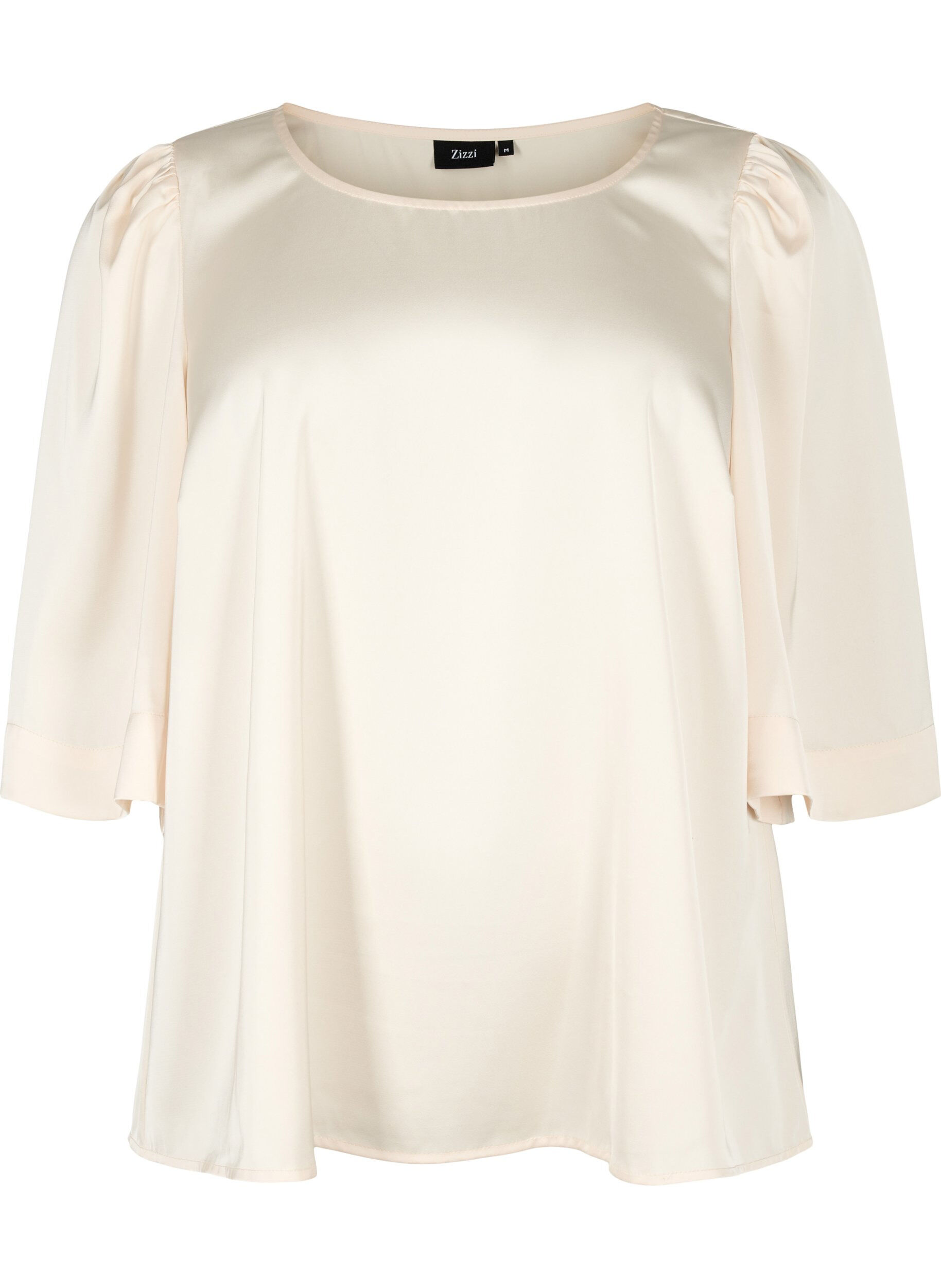 Zizzifashion Satin blouse with half-length sleeves, Champagne, Packshot image number 0