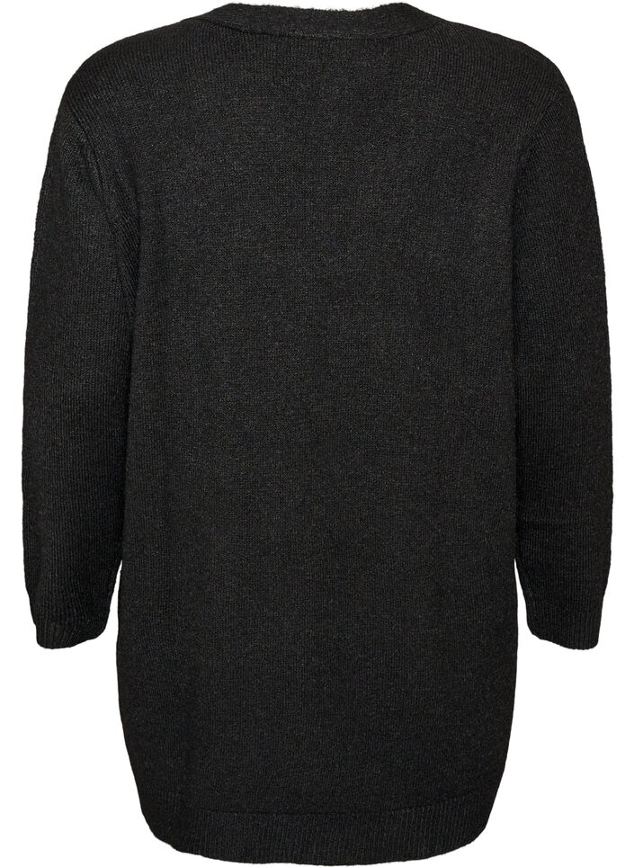Long cardigan with pockets, Black, Packshot image number 1
