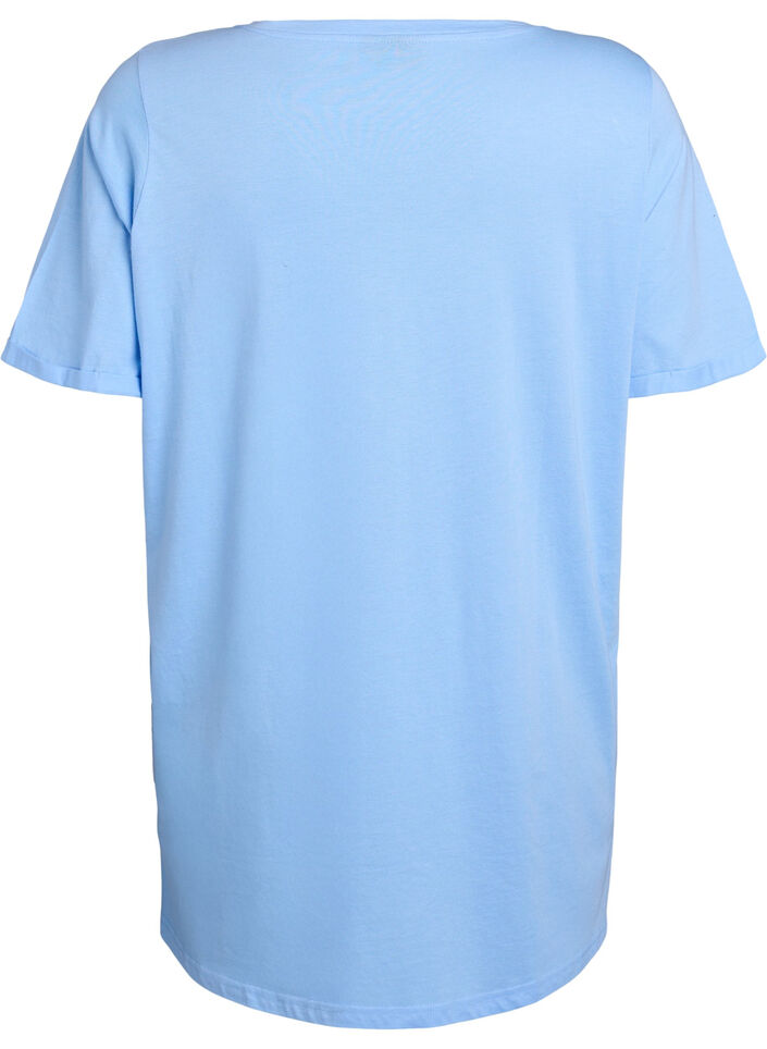 Single colour oversized t-shirt with v-neck, Light Blue, Packshot image number 1
