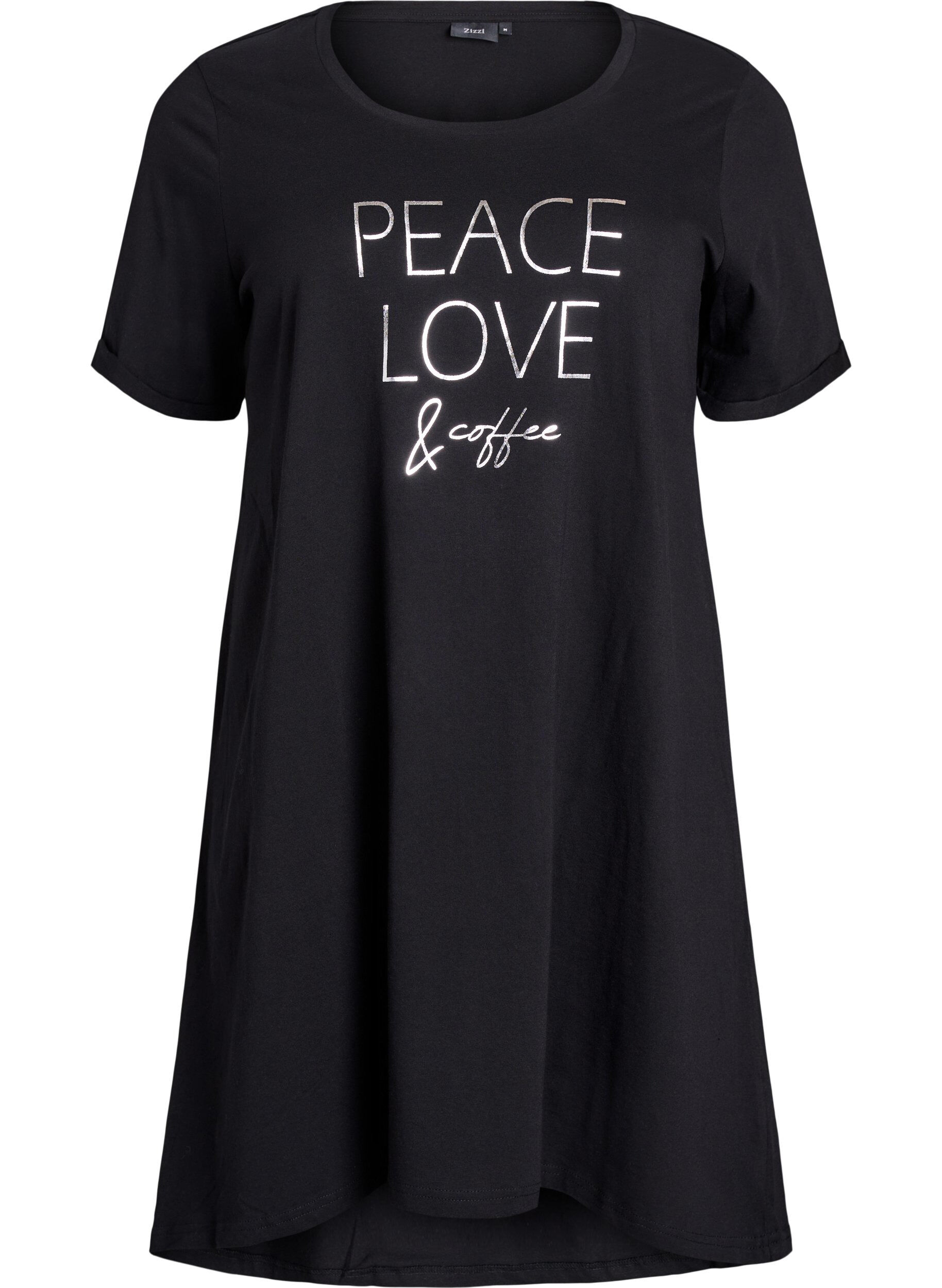 ZizzifashionShort-sleeved nightgown in organic cotton, Black, Packshot image number 0