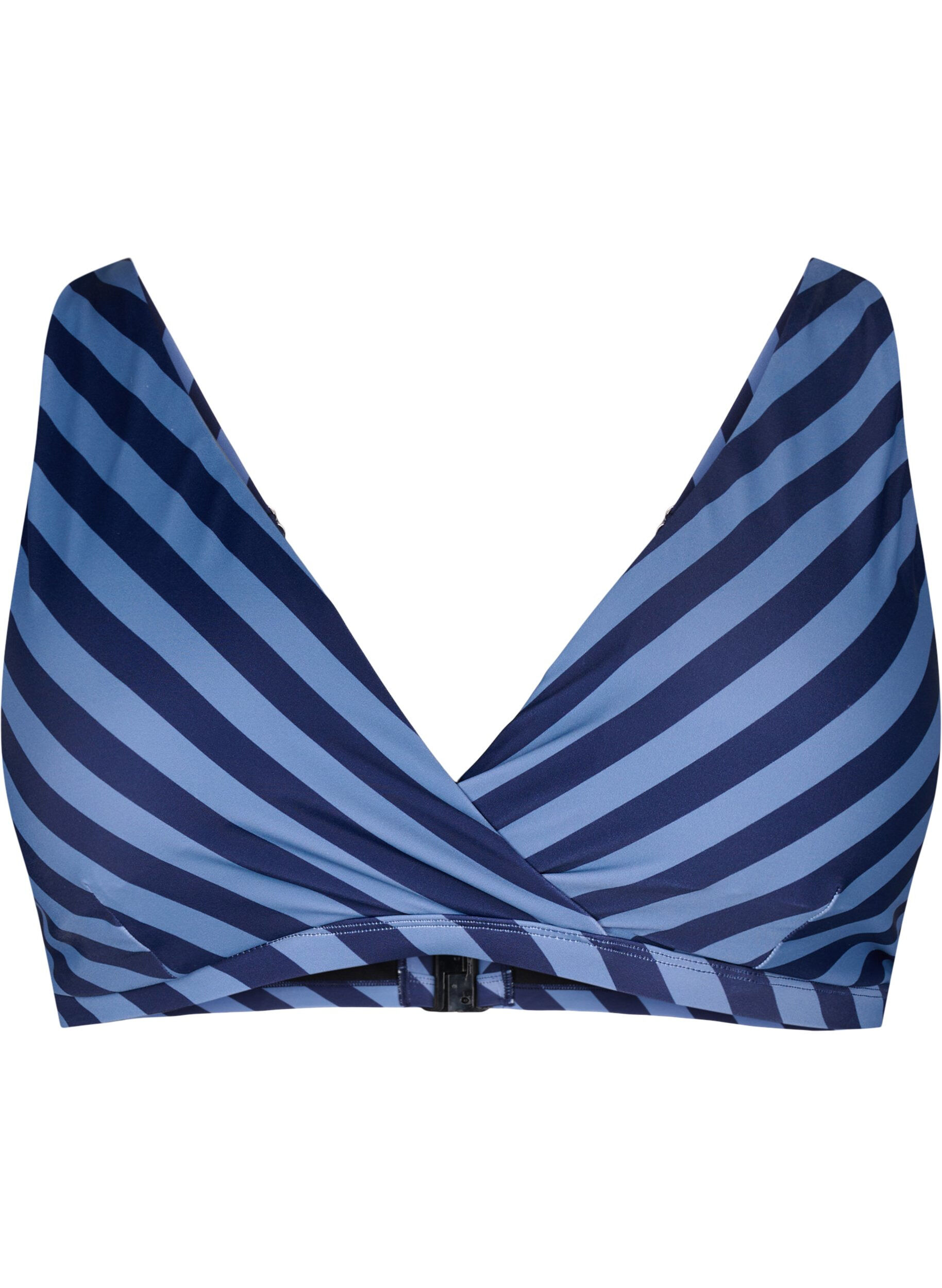 Triangle bikini top with stripes and a wrap detail