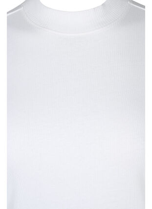 High-neck cotton blouse with half sleeves, Bright White, Packshot image number 2