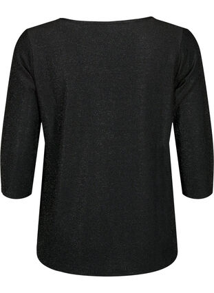 Glitter blouse with 3/4 sleeves, Black Black, Packshot image number 1
