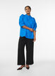 Blouse with 3/4 sleeves and decorative pleats, Blue, Model image number 1