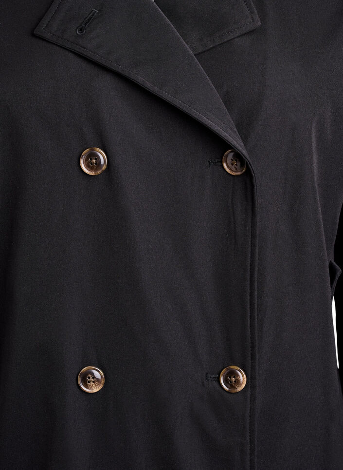 Short trench coat with pockets, Black, Packshot image number 2