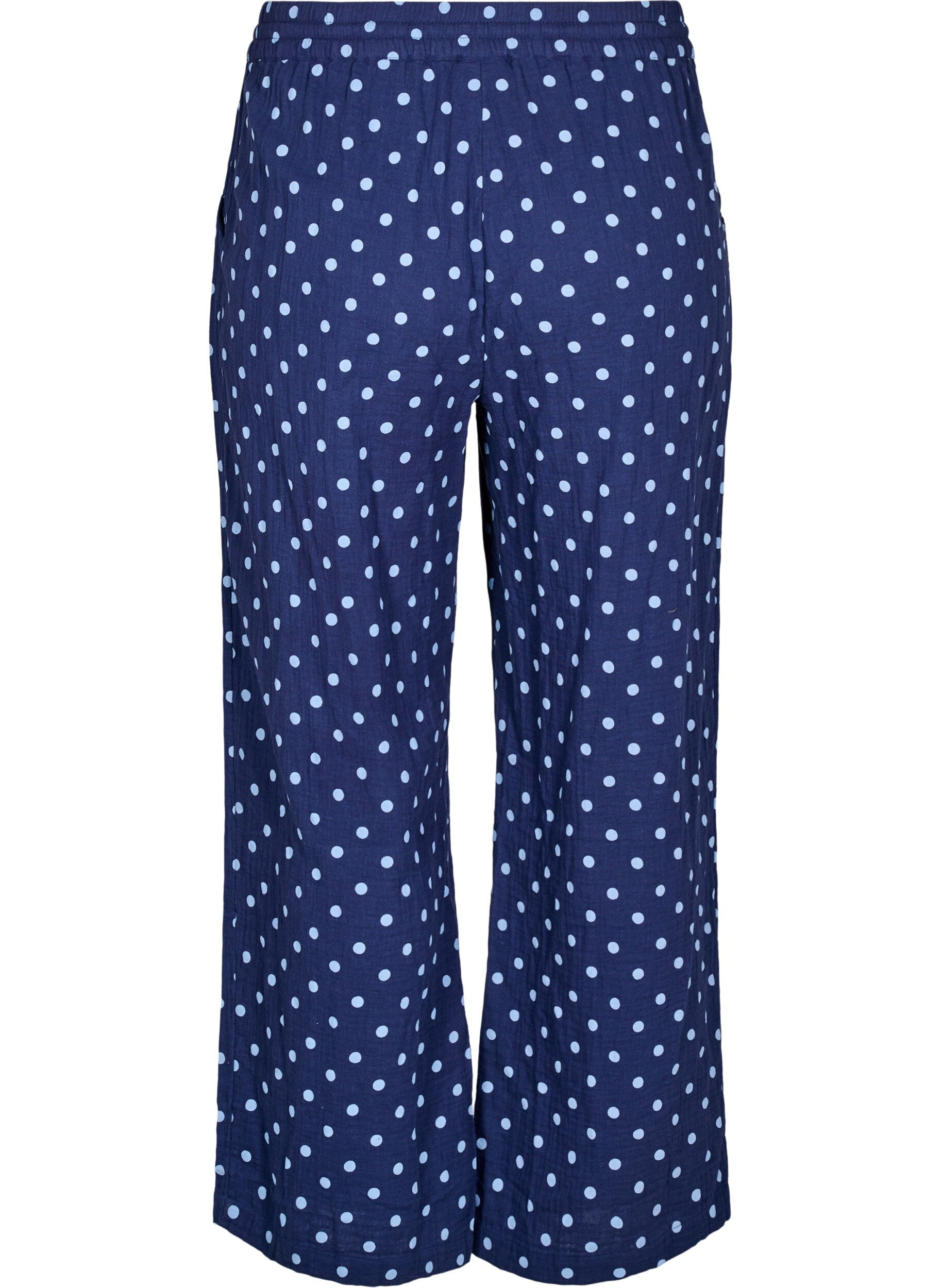 Zizzifashion Loose trousers in patterned cotton muslin, Blue, Packshot image number 1