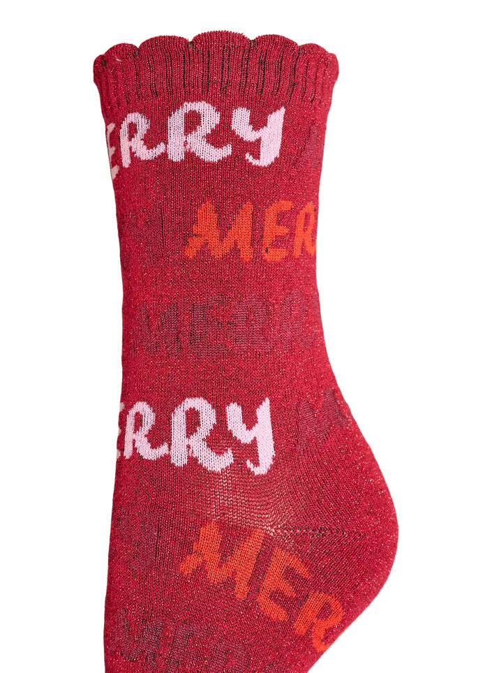 2-pack Christmas socks, Red, Packshot image number 3