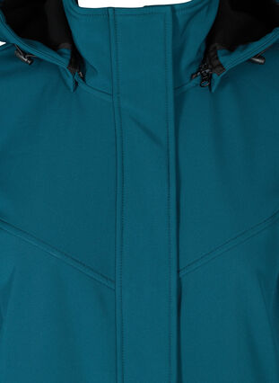 Long, hooded softshell jacket, Blue Coral solid, Packshot image number 2