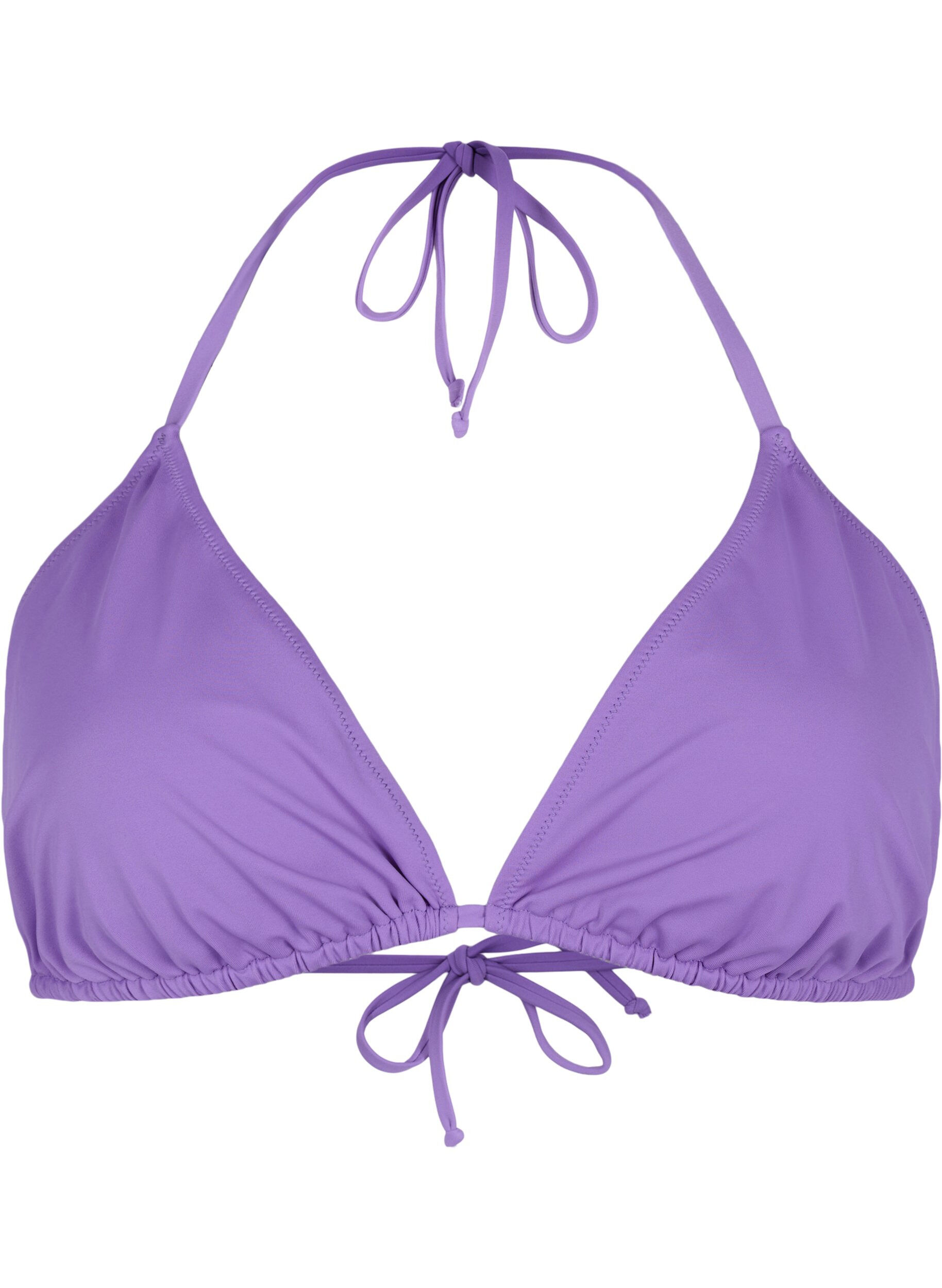 Zizzifashion Solid color triangle bikini top, Purple, Packshot image number 0